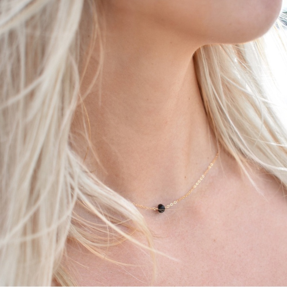 Black obsidian gold necklace